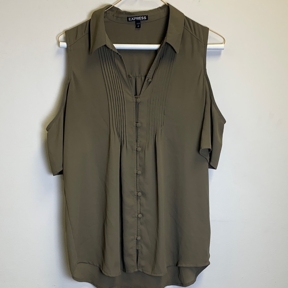 Express Women's Khaki Cold Shoulder Blouse